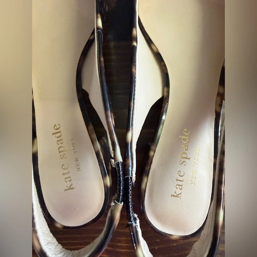 Kate Spade Brown Tortoise Square Toe Slingback Flats Women’s Size 6M